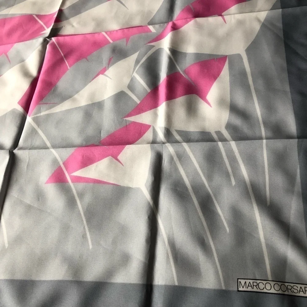 Marco Corsari Floral Scarf Grey Pink White